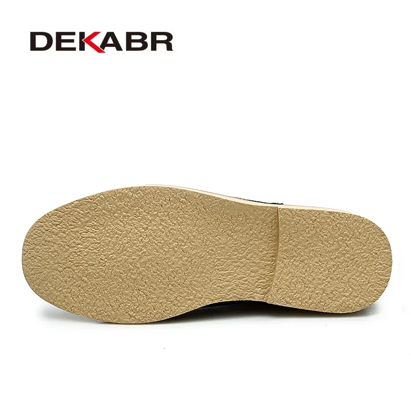 DEKABR Shoes Men Chelsea Boots Cow Suede Fashion Warm Snow Boots Motorcycle Ankle Boots Vintage Style Slip on Casual Shoes