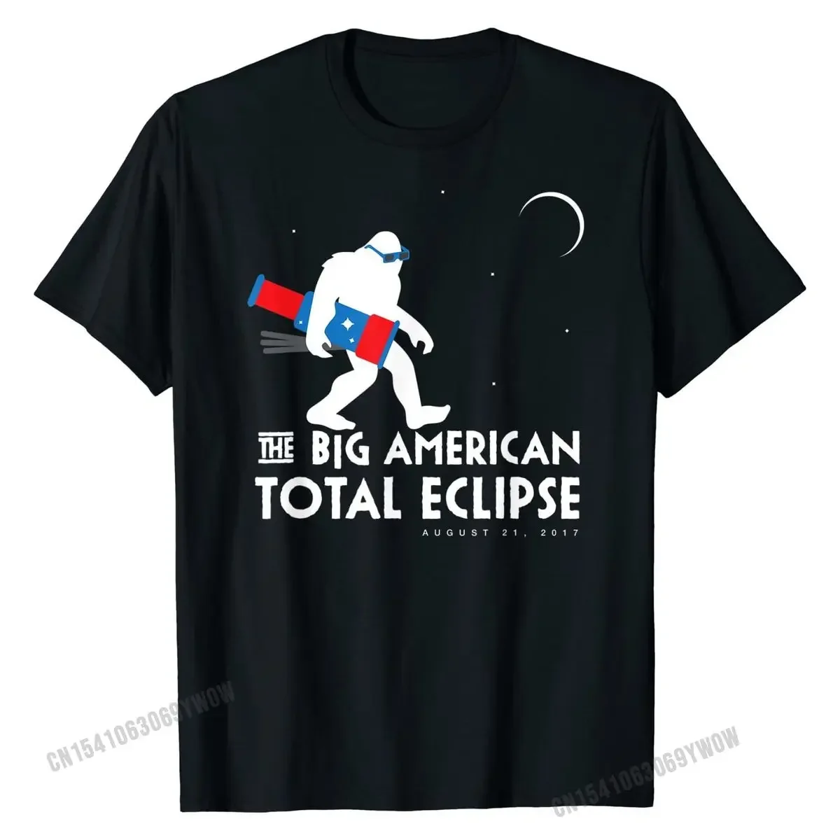 Bigfoot Total Solar Eclipse Shirt, August 21 2017 Space Gift Comics Normal T Shirt Retro Cotton Men Tshirts