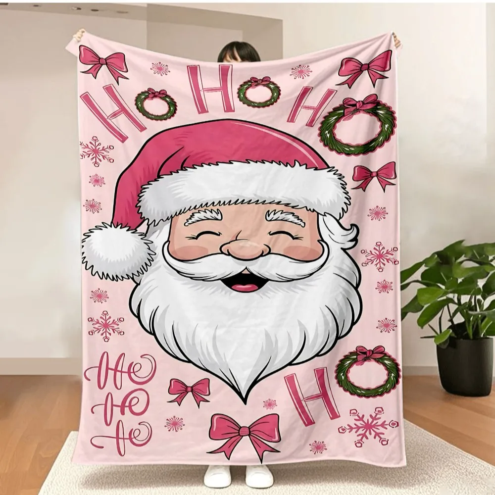 Merry Christmas Blanket Christmas Tree Gingerbread Man Red Flannel Blanket for New Year Christmas Gift for Family Nana Mon Dad