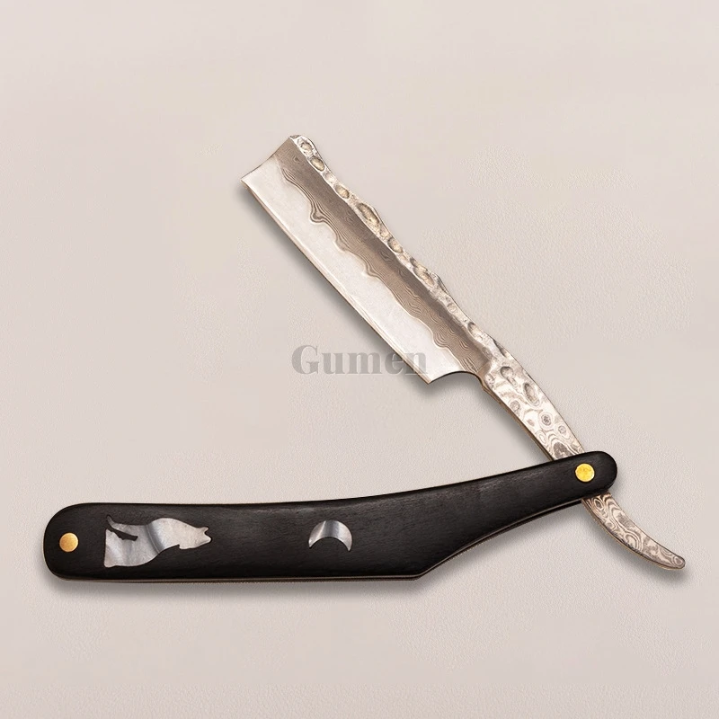 

1p прямая бритва с вырезом в горле, черное дерево, мужская парикмахерская бритва из закаленной стали, высокая твердость, острая бритва с прямыми краями, подарок для бритья бороды