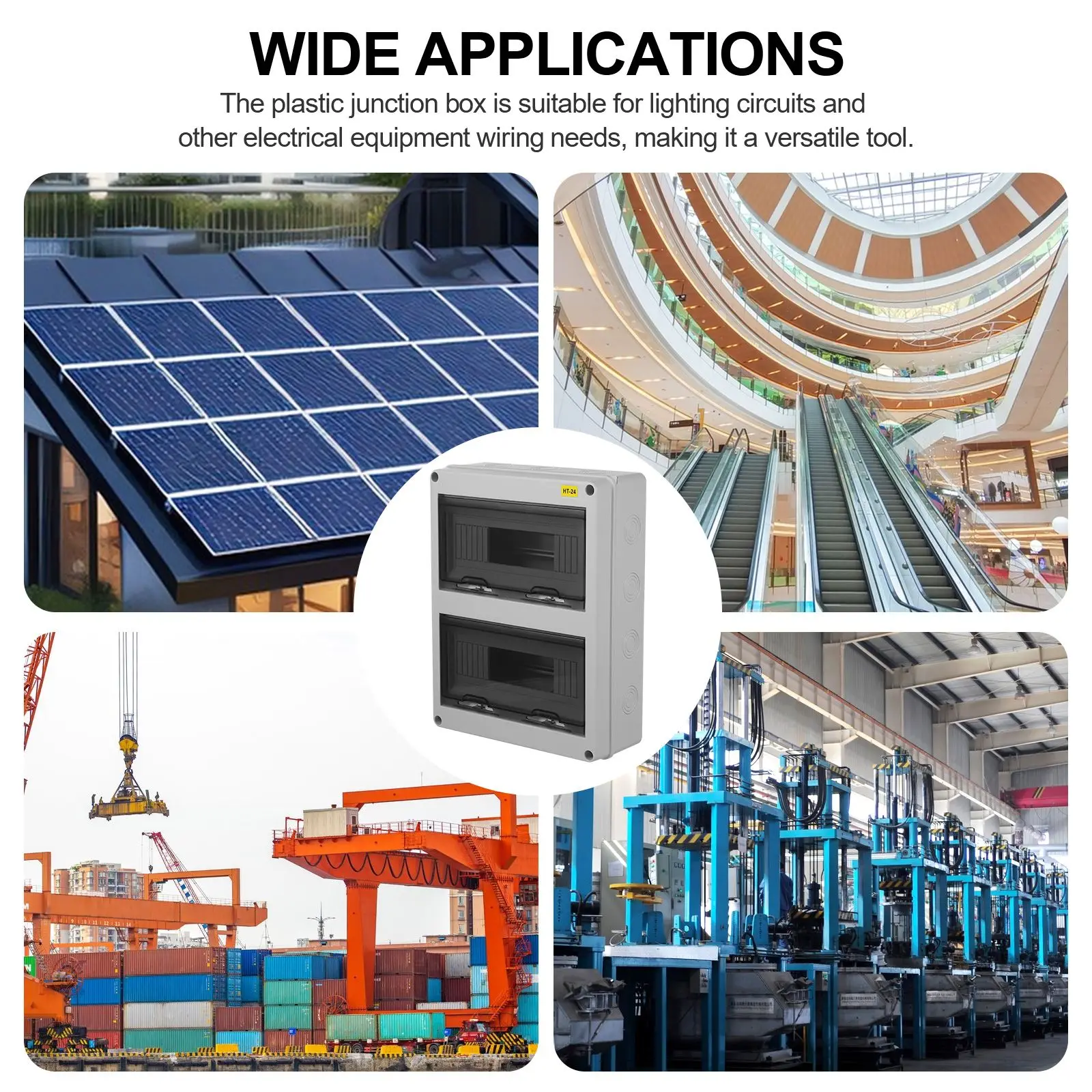 Caja de conexiones eléctricas de distribución impermeable de doble fila HT24, cableado doméstico, interruptor de plástico, ABS eléctrico para exteriores grande