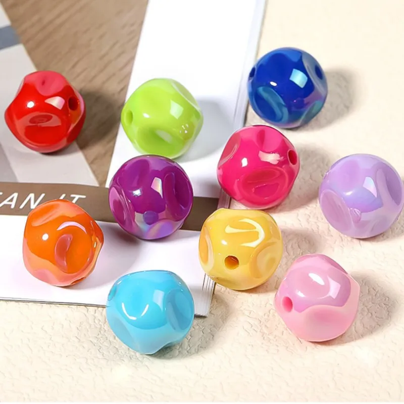 10pcs/lot Cordial Design Acrylic Beads/Hand Made/Aurora Effect/Round Shape/DIY Beads Making/Jewelry Findings & Components