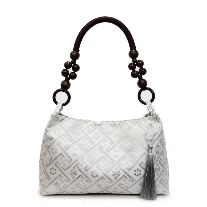 

New Chinese Plaid Handbag Women's New Fringed Pendant Fashion Underarm Bag Dinner Party Shoulder Bag