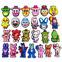 25Pcs Cartoon Five Night's At Freddy Shoe Charms for Clogs Bubble Slides Sandals Accessories PVC Shoe Decorations Buckle for Kid