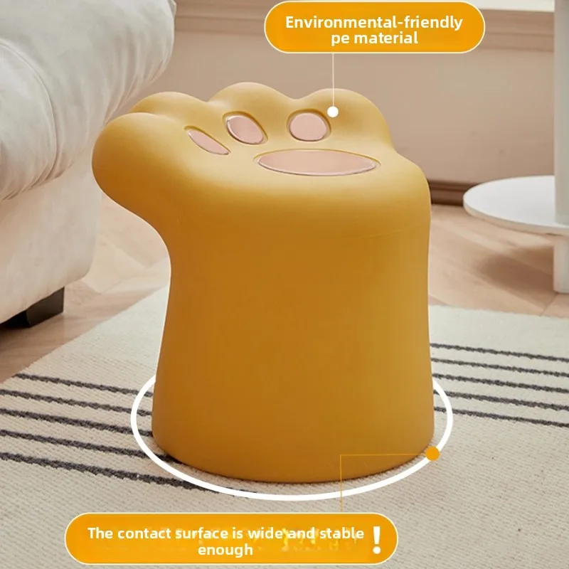 Cream Style Cat Paw Shoe Stool One-Piece Plastic Footrest for Home Entry Balcony Window Cute Animal