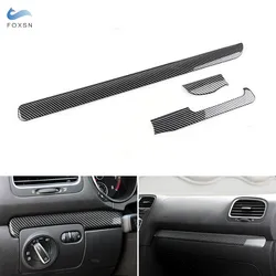 For VW Golf 6 MK6 GTI 2008-2013 Car Center Control Dashboard Panel Strips Cover Trim Interior Accessories ABS Carbon Fiber Grain