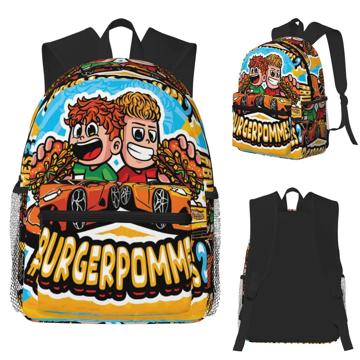 

LukasBS Burgerpommes ICrimax Game Student Backpack School Bag Hiking Travel Daypack for Boys Girls Fashion Bookbag Shoulder Bags