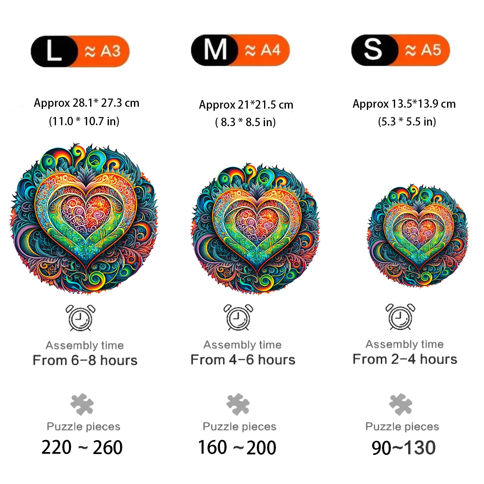 Circular Love Pattern Wooden Puzzle, Irregular Animal Shapes, Stress Relief Toys, Holiday Birthday Gift for Boys and Girls