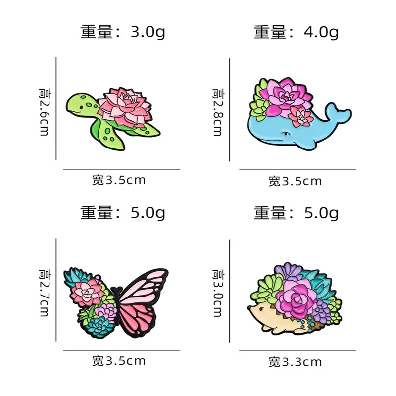 Красочный значок-бабочка, новинка, персонализированный декоративный значок для груди с милыми животными, иглами для груди, ежиком, черепашкой, сумкой