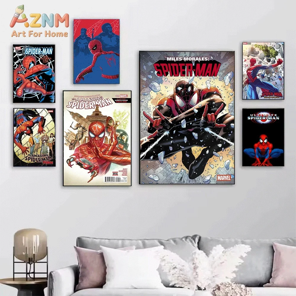 Spider‑Verse Multi Spider‑Hero Comic Cover Canvas Wall Art Print Poster Unframed Canvas Painting Home Bedroom Living Room Wall