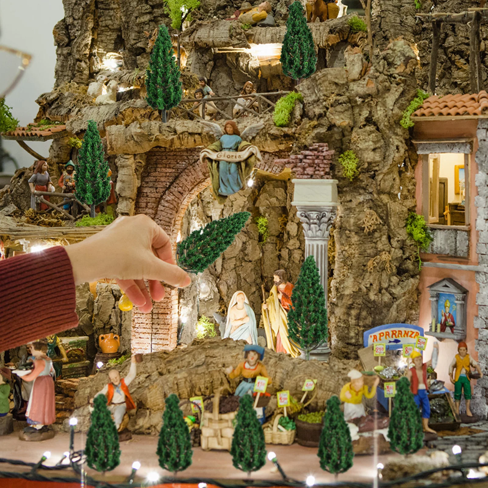 

24 шт. деревья миниатюрные пластиковые поддельные яркие реалистичные долговечные многоразовые пейзажные украшения ремесленные украшения для песочного стола