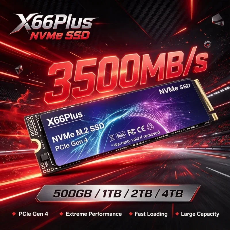 500GB 1TB 2TB 4TB X66Plus M.2 NVMe PCIe Gen4 SSD Fast Speed Embedded Solid State Drive for Work Gaming Laptop PC New Max