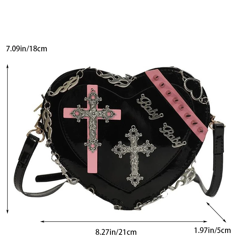 Y2K Women\'s Bag Personalized Crossbody Bag Gothic PU Leather Box Shoulder Bag Shopping