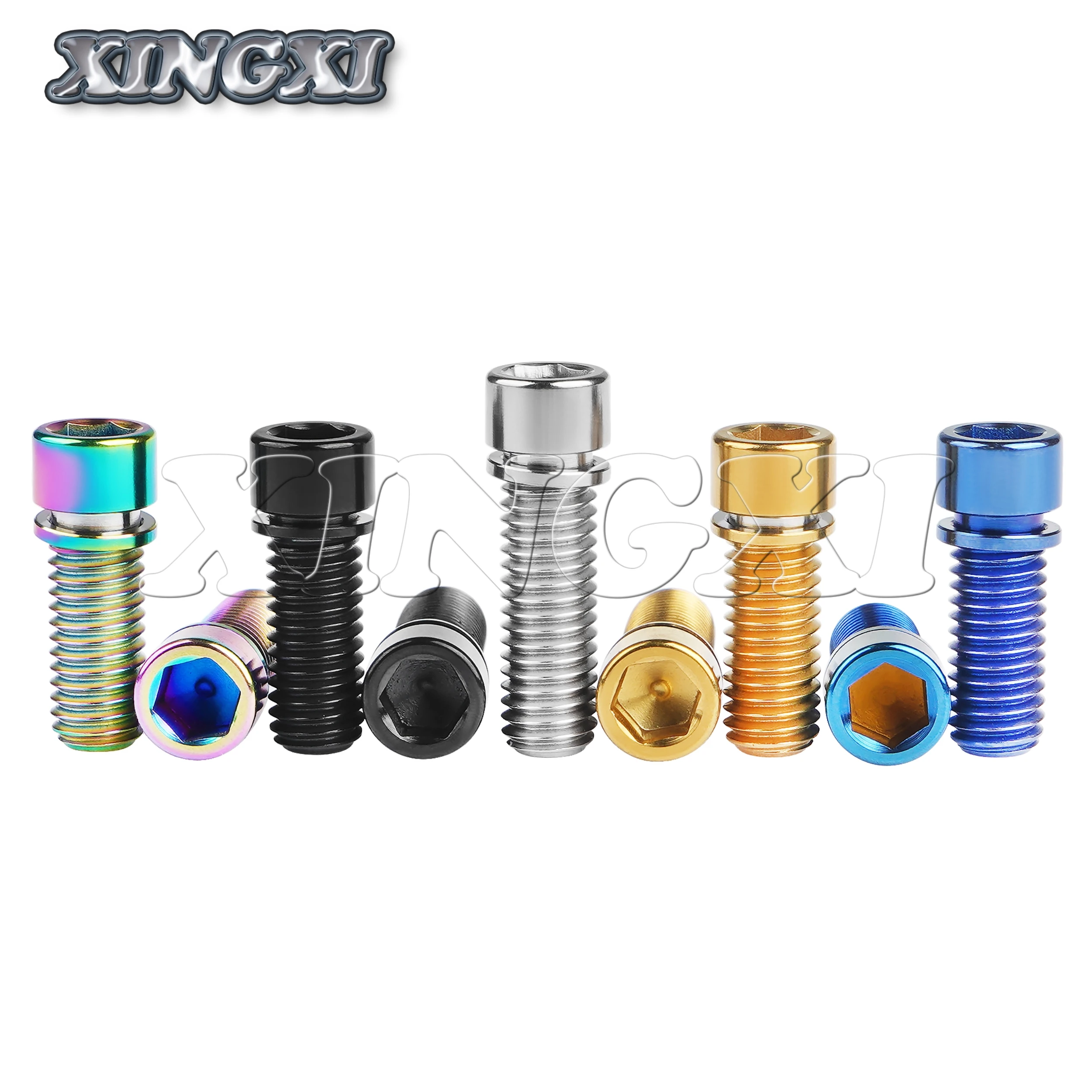Xingxi Titanium Bolt M7/ M8 X 20 25mm Allen Key Head Screw with Washer for Motorcycle Bike Screw  Accessories