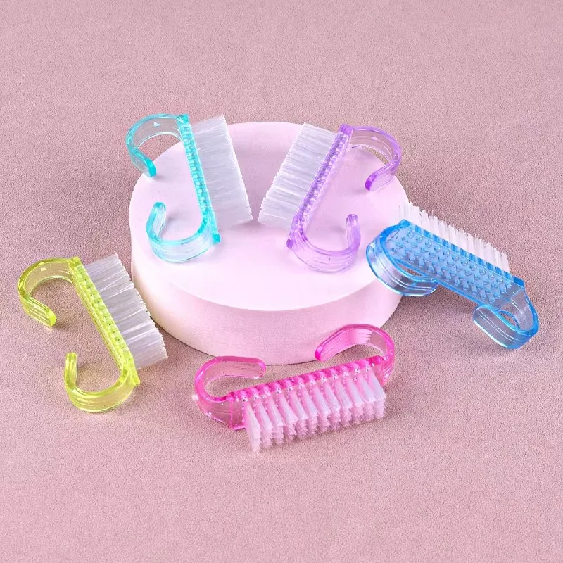 10pcs Plastic Nail Cleaning Brush Nail Dust Soft Remover For Nail Care Small Angle Mix Color Manicure Pedicure Nail Salon Tools