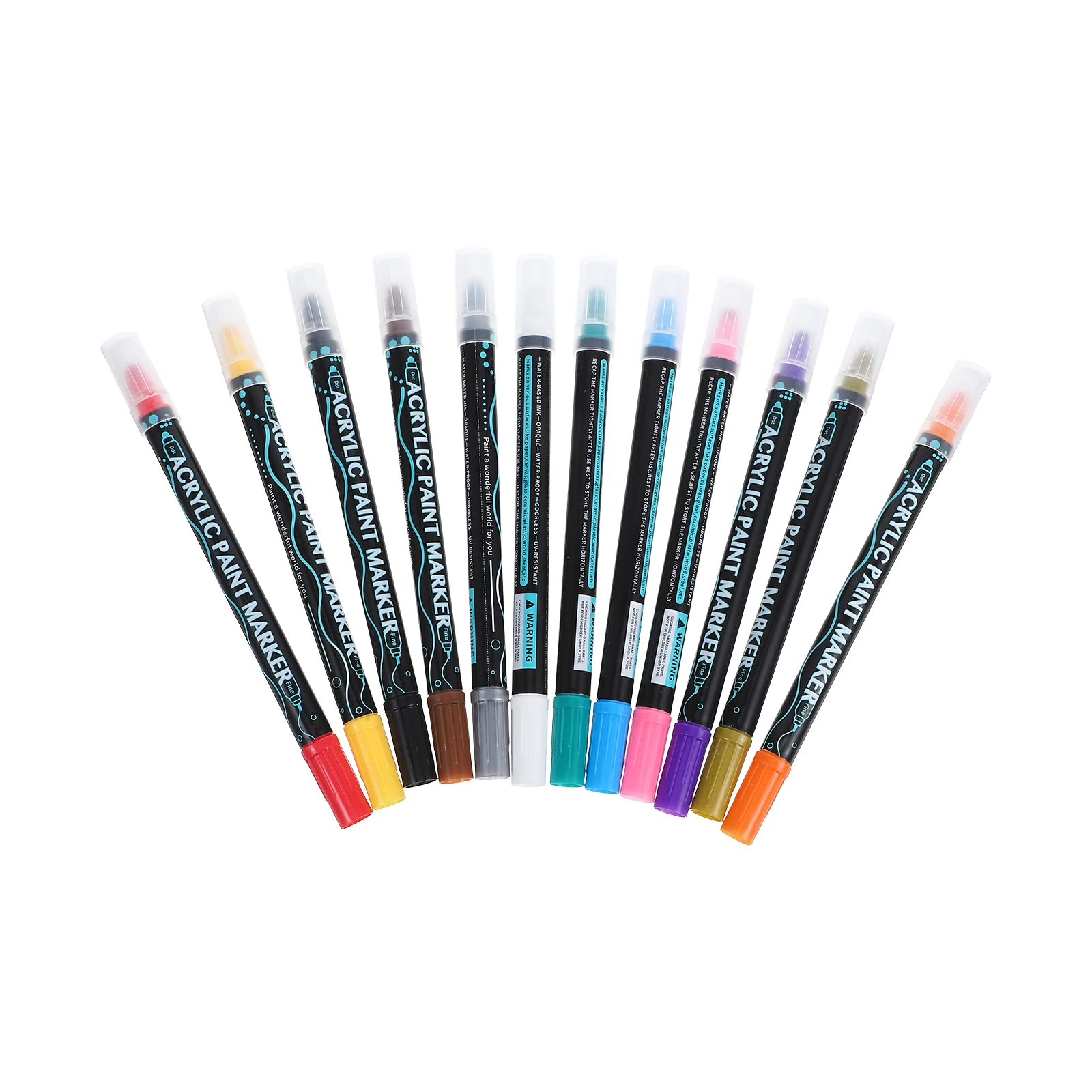 12 Pcs Paint Acrylic Pen Markers for Glass Drawing Pens Rocks Suite Plastic Coloring Canvas