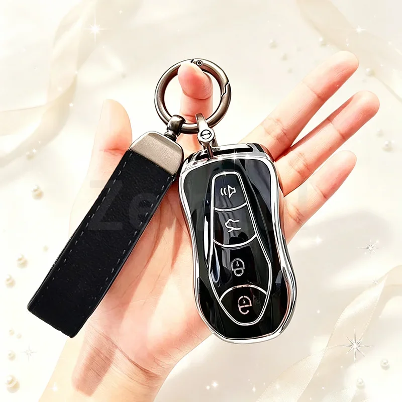TPU Car Shell Fob For Geely Atlas Pro Boyue Tugella Azkarra FY11 Emgrand GS X6 SUV EC7 Key Case Cover Keychain Accessories