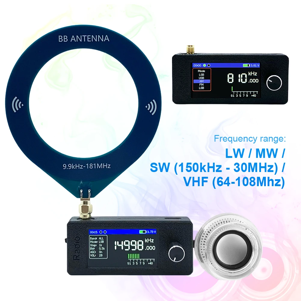 Pocket Radio LSB USB AM FM All Band Radio Receiver with External Speaker SI4732 0.5-108mhz HF SW MW VHF Radio