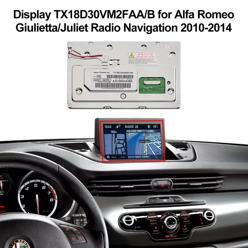 

7" LCD Display TX18D30VM2FAA/B for Alfa Romeo Giulietta Juliet Peugeot 308 407 Radio Navigation GPS Screen Repair 9673538880