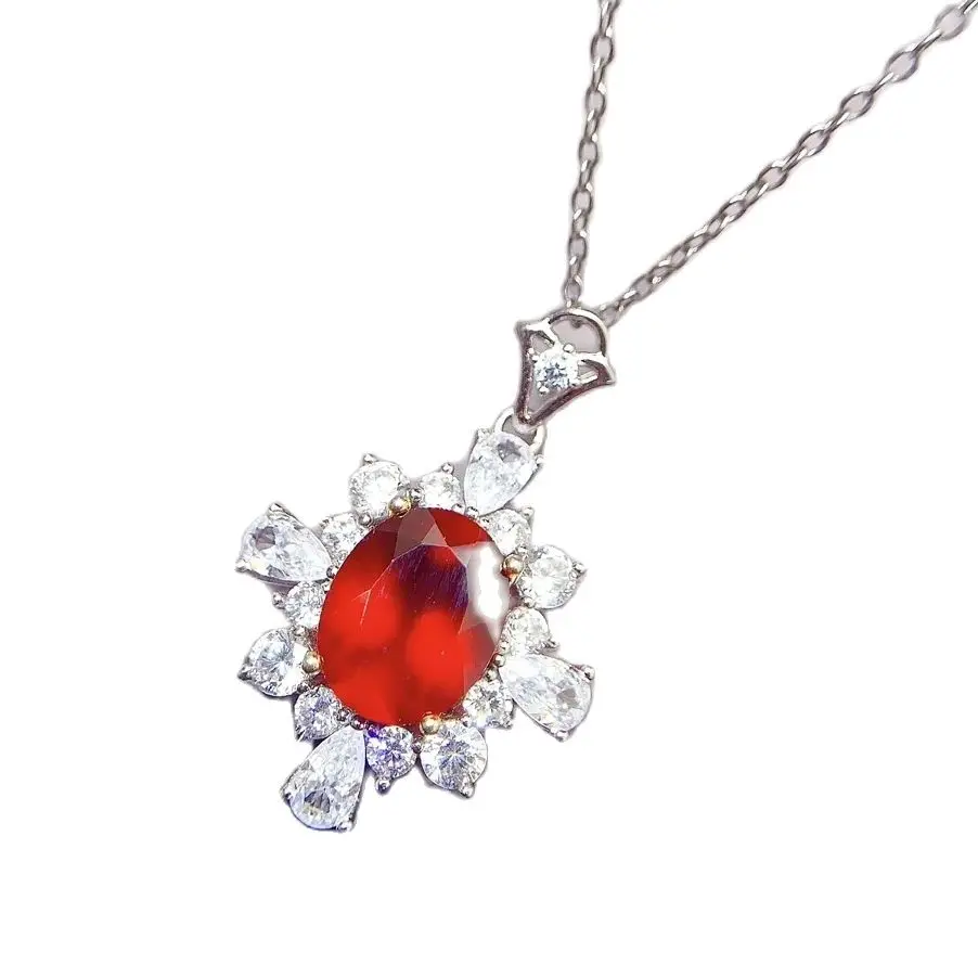 SHILOVEM 925 sterling silver Natural  Fenda garnet pendants fine Jewelry women wedding wholesale new 8*10mm lz081055agfd