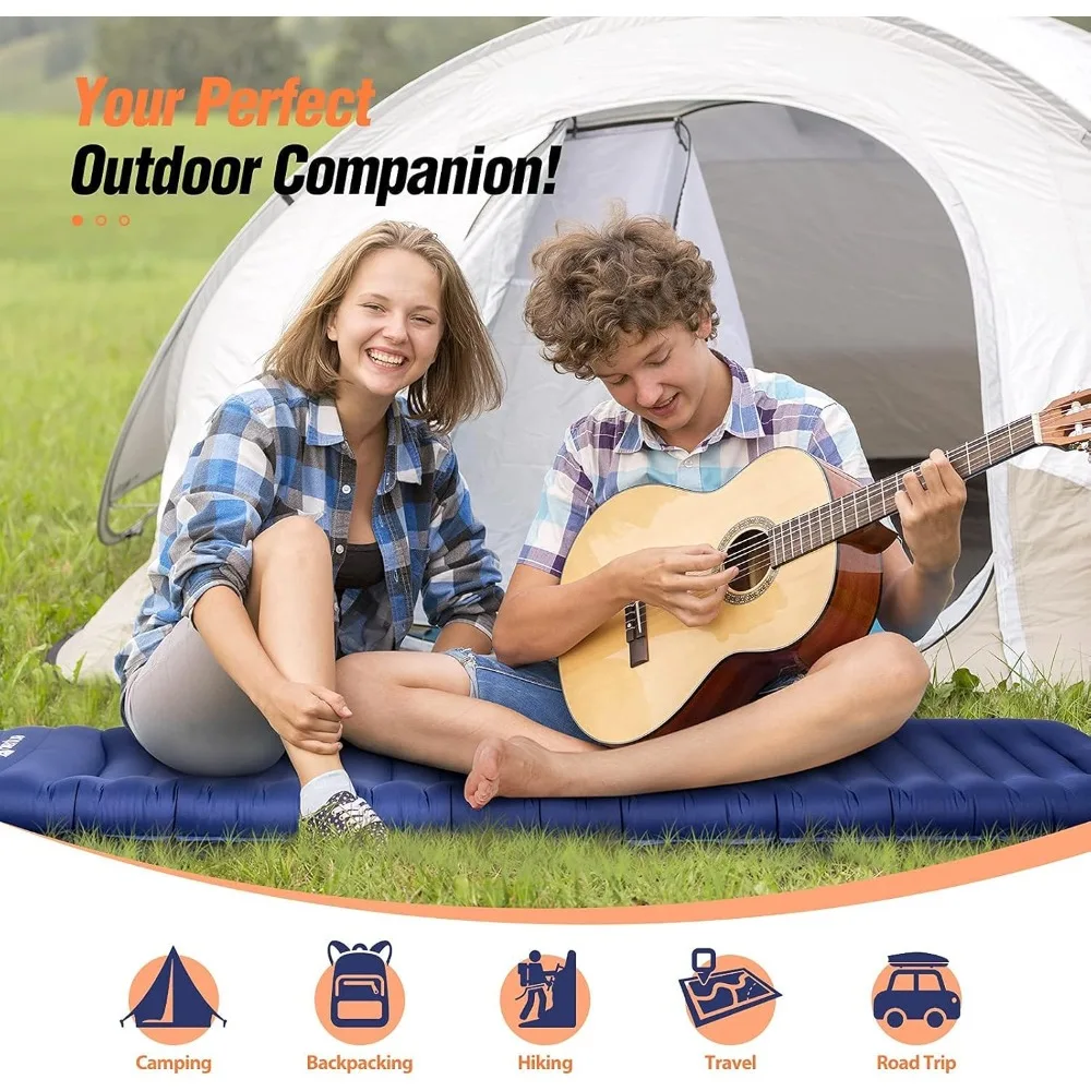 

Camping Mattress Ultra-Thick 5 Inch,Ergonomic Sleeping Pad with Pillow,Backpacking Sleeping Mat,