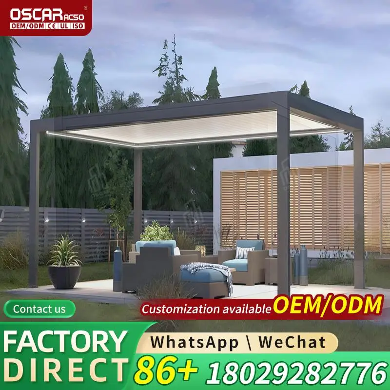 Patio Aluminum Pergola 3x6m Adjustable Louvered Roof Sun Shade Waterproof Backyard Deck Poolside Garden Europe Germany UK France
