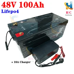 lithium 48v 100AH lifepo4 battery with BMS for tricycle golf cart inverter Solar energy storage scooter + 10A charger