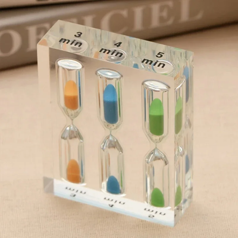 1/2/3 Minute Colorful Hourglass Timer Three-In-One Acrylic  Sandglass   Clock 3+4+5 Minutes  Песочные Часы
