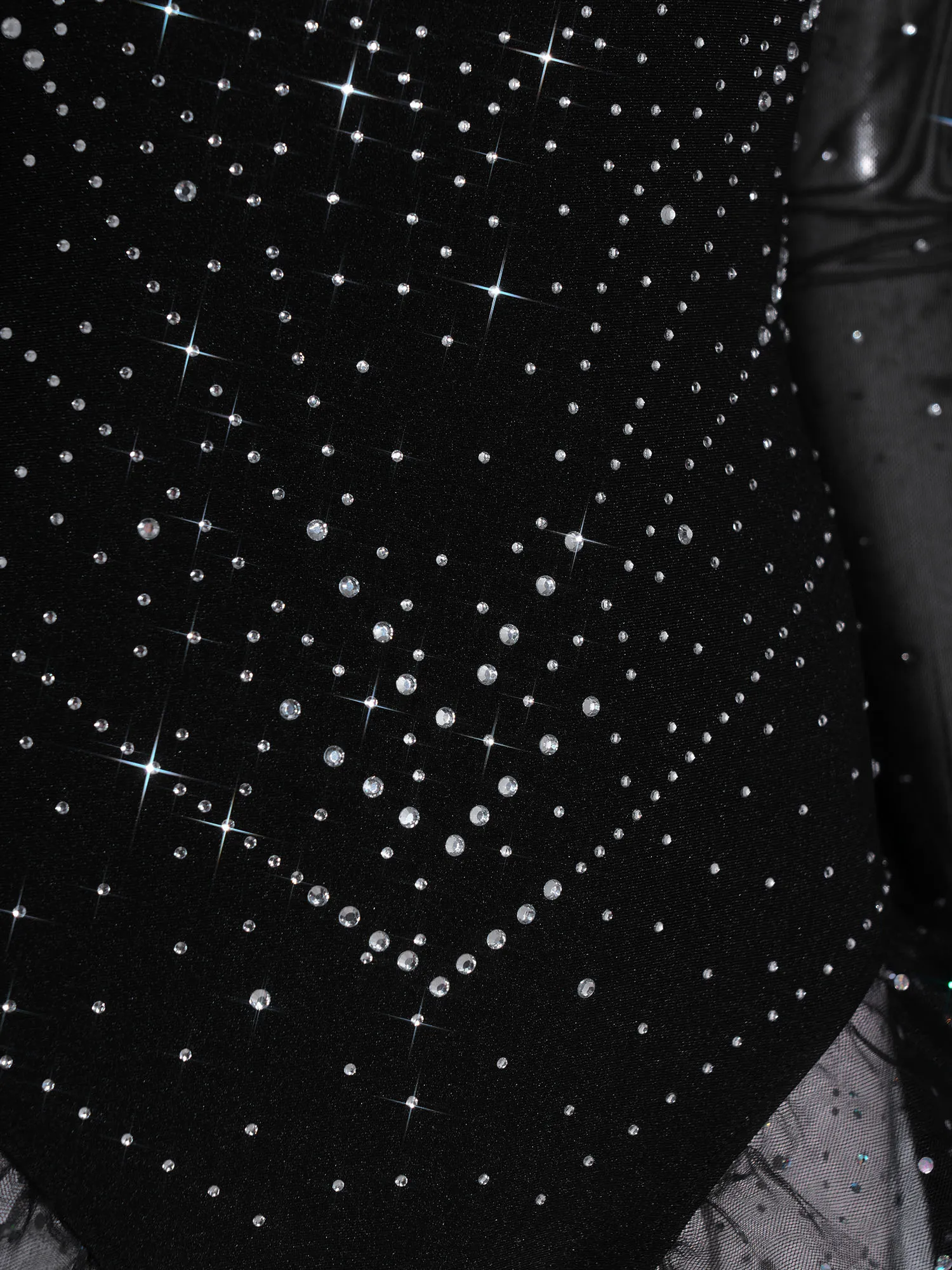 Damen Eiskunstlauf-Bodysuit mit Langen Ärmeln, Strass-Verzierung, Stufenförmigem Rüschen-Tüllrock, Leotard-Jumpsuit für Ballett-Wettbewerbe und Tanzbekleidung – Detail 18