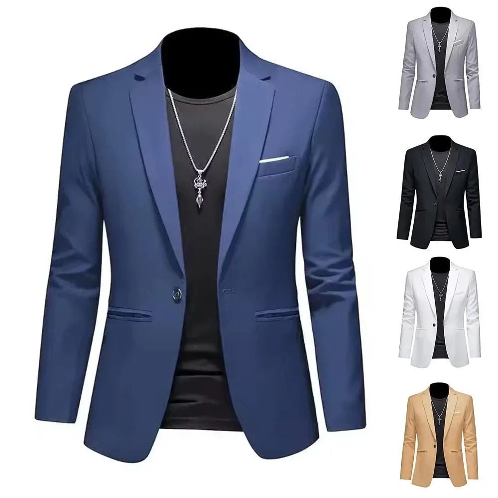 

Men's Fashion Light Luxury Casual Business Suit Autumn New Slim Fit Non-ironing Suit Jacket Solid Color Basic Suit Male Clothes