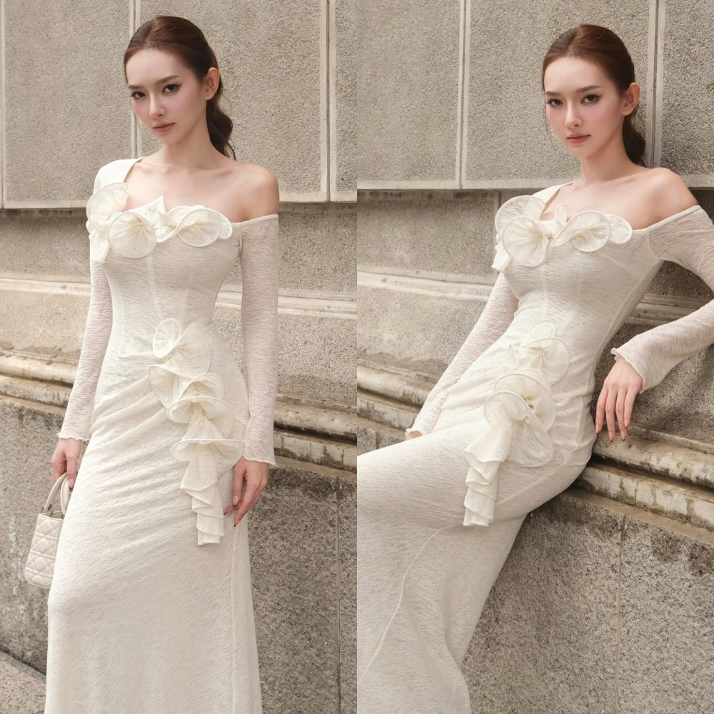 تخصيص مستقيم مغرفة طويلة الأكمام فستان سهرة أنيق دقيق مخصص فساتين المناسبات مزاجه فستان حفلة موسيقية كلاسيكي #6