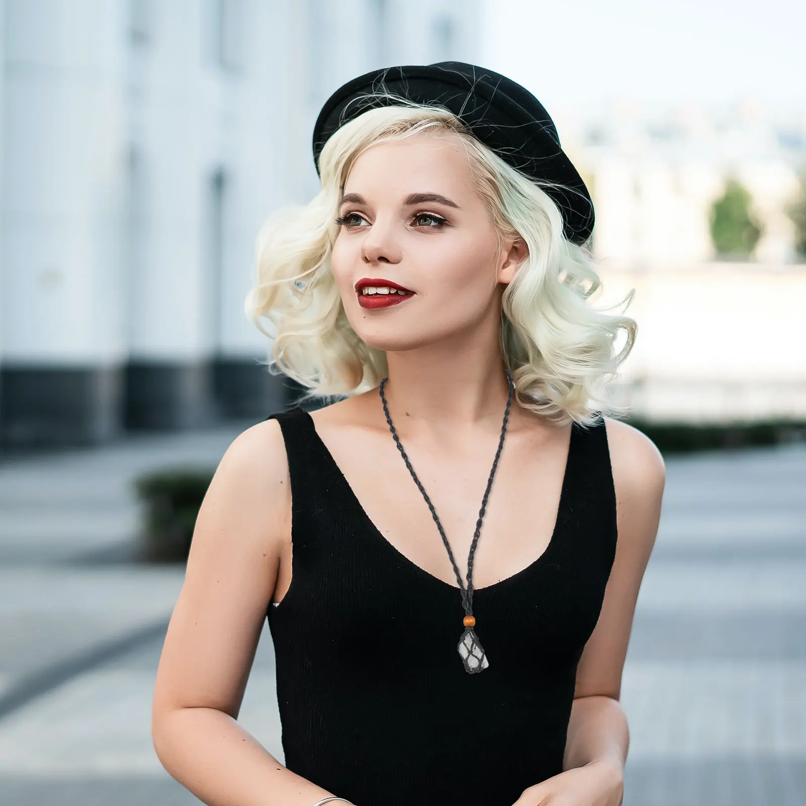 

2Pcs Empty Stone Holder Retro Necklace Cord Adjustable DIY Jewelry Making Supply Hand-Woven Neck Decor Rope Hanging Ornament