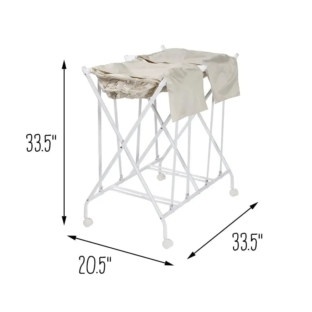 Cesto para la colada de 2 contenedores con ruedas y bolsas expandibles Fácil clasificación