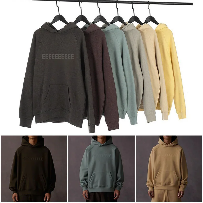 

Season 9 Luxury Design Men's Hoodies Chest Two Rows Silicone Letter Logo Hoodies Designer Brand Men's High Street Loose Hoodies