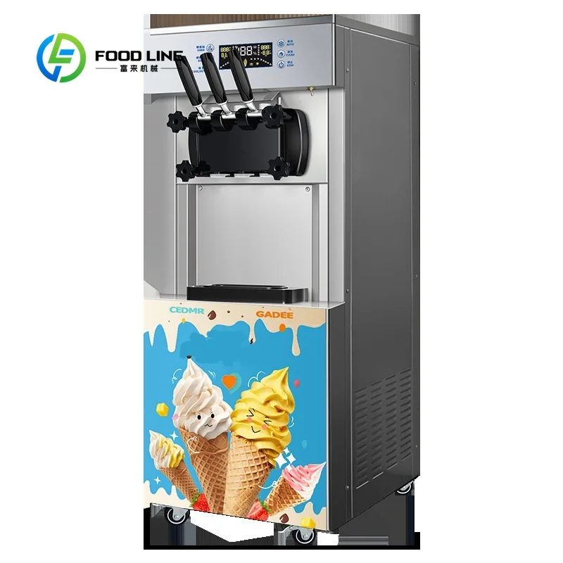 

Customized Fully Automatic 20~28L/h Removable With Pulley Low noise commercial Soft Serve Ice Cream Making Machine