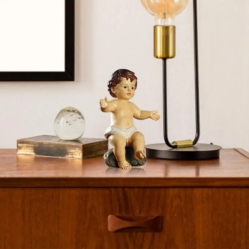 Children's Religious Nativity Resin Figure Small Baby Jesus Doll For Christmas Church Friendship Gift Figurine Manger Group 6CM
