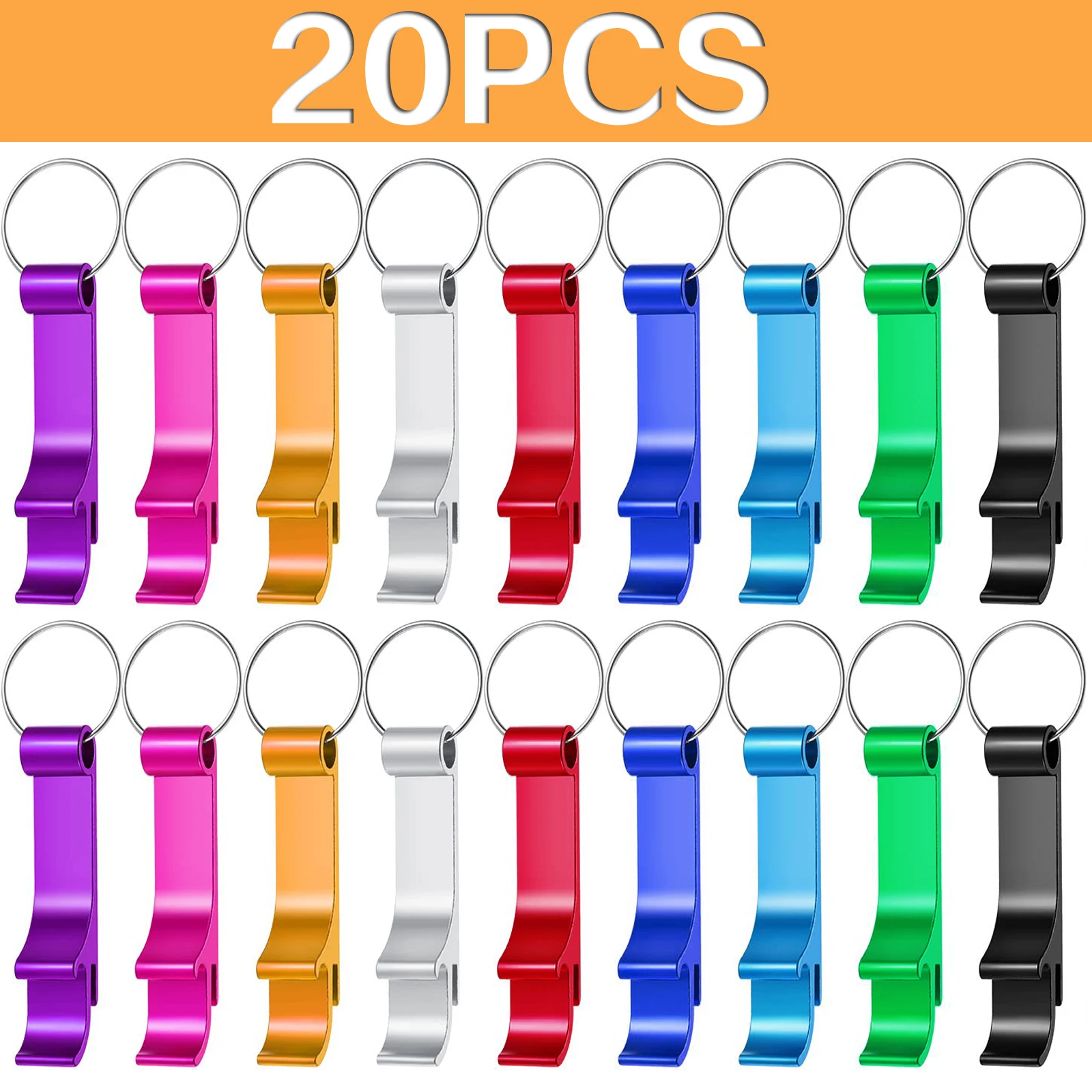 

20Pcs Beer Bottle Openers Colored Bottle Opener Keychain Aluminum Alloy Colorful Mini Pocket Beer Beverage Opener