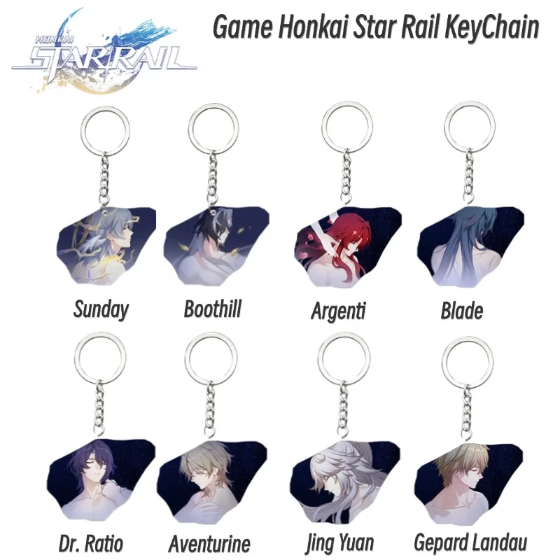 Game Honkai Star Rail Sunday Boothill Argenti  Blade Dr. Ratio Aventurine Jing Yuan Jiao Qiu Keychains Pendant Car KeyChain Gift