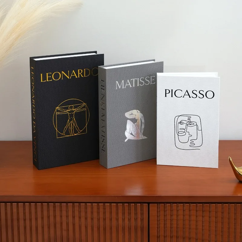 3Pcs Linen Simulation Fake Book Storage Box  Bronzing Flip Top Faux Books, Coffee Table Bookshelf Mantle Decor