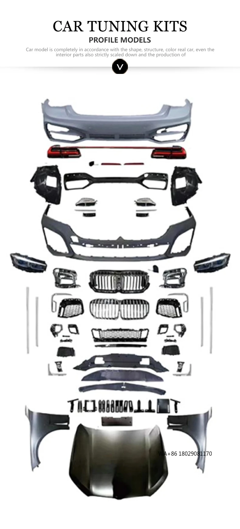 

Pre-2009-2015 для комплекта кузова серии 7 G12 Post-2023 M760, передний и задний бампер, противотуманная фара, не требующая резки, модификация автомобиля