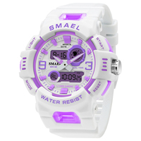 Fashion Brand Smael Women Watch Quartz Sports Watches 50m Waterproof Dual Time Led Digital White Clock Lady Digital Wrist Watch