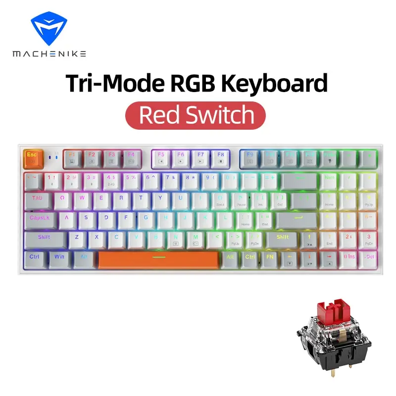 Machenike K500W Wireless Mechanical Keyboard Hot Swap Tri-mode 94 Keys RGB Backlit Gaming Keyboard for PC Gamer Laptop