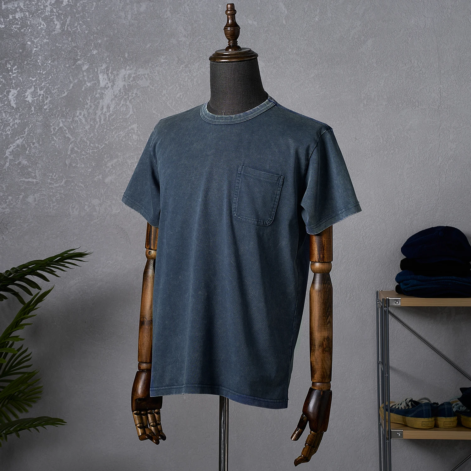 

Akkad Kuti Men's Heavyweight Pure Cotton Short Sleeved T-shirt American Retro Solid Color High-end Fabric Loose T-shirt