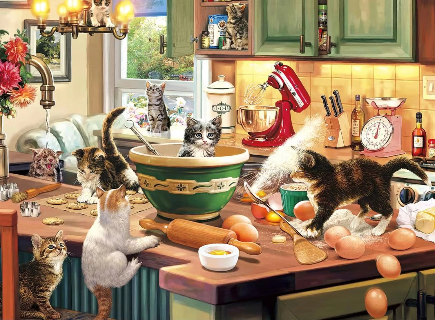 Kitchen Cat Landscape Jigsaw Puzzles 500/1000/1200/2000 PCS Modern Wall Decor for Living Room Bedroom Perfect Gift