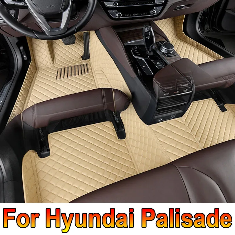 

Автомобильные коврики на заказ для Hyundai Palisade 2020-2023 года, ковер из искусственной кожи, аксессуары для интерьера автомобиля