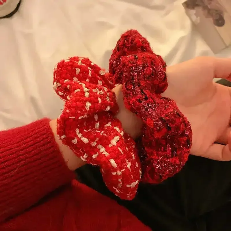 

Красные вязаные ленты для волос, милые милые ленты для волос, модные элегантные резинки для волос для женщин и девочек, резинки для волос, женские вечерние аксессуары для волос