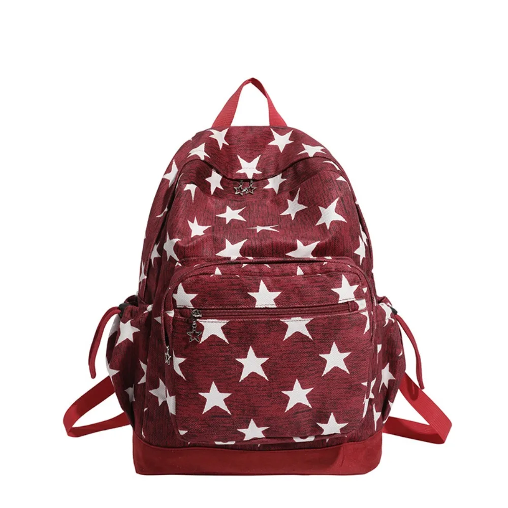 Fashion Y2k School Backpacks Large Capacity Star Print Pattern Student Bookbag Lightweight Travel Rucksack Women