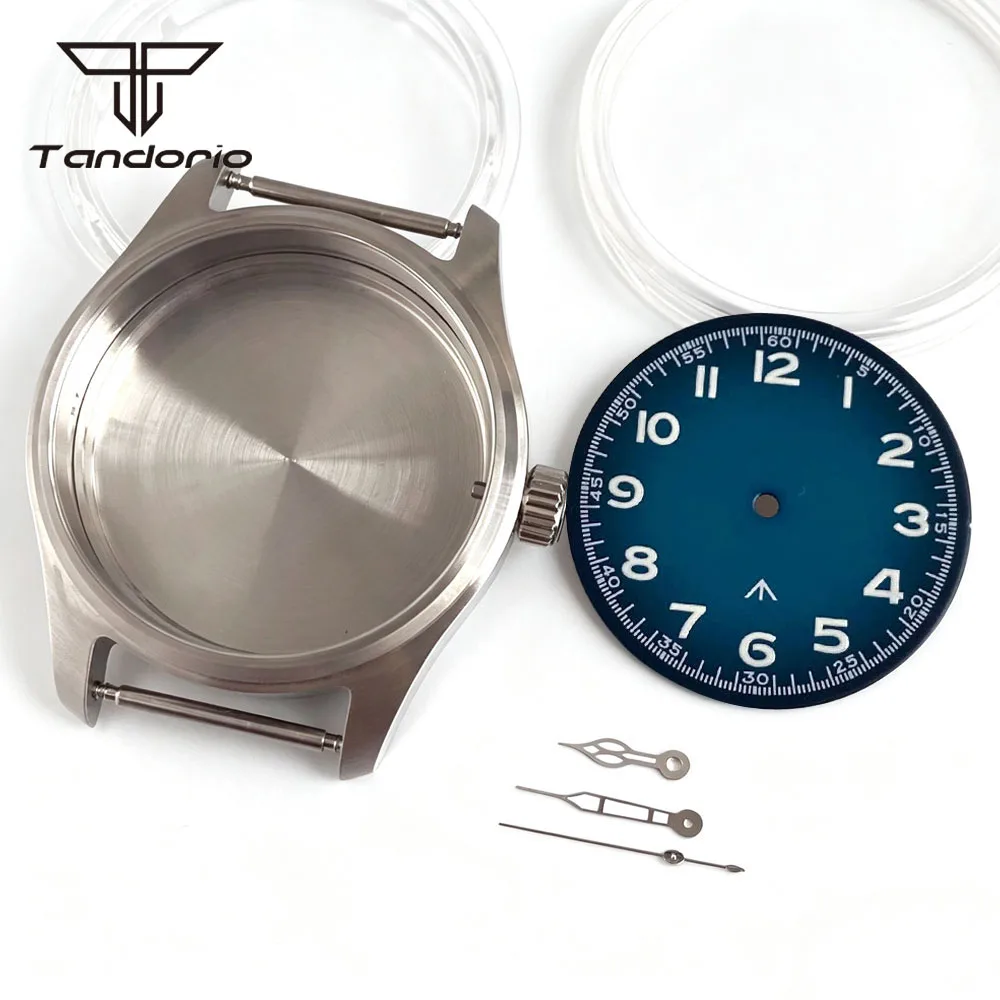 39mm Steel/Titanium/Bronze Pilot Watch Case+33.5mm Dial Set Sapphire Glass Fit VH31 NH35 NH38 Miyota 8215 ETA2824 PT5000 ST2130
