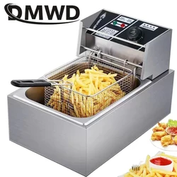 DMWD-freidora eléctrica de acero inoxidable para el hogar, máquina comercial para hacer patatas fritas, 6L, UE