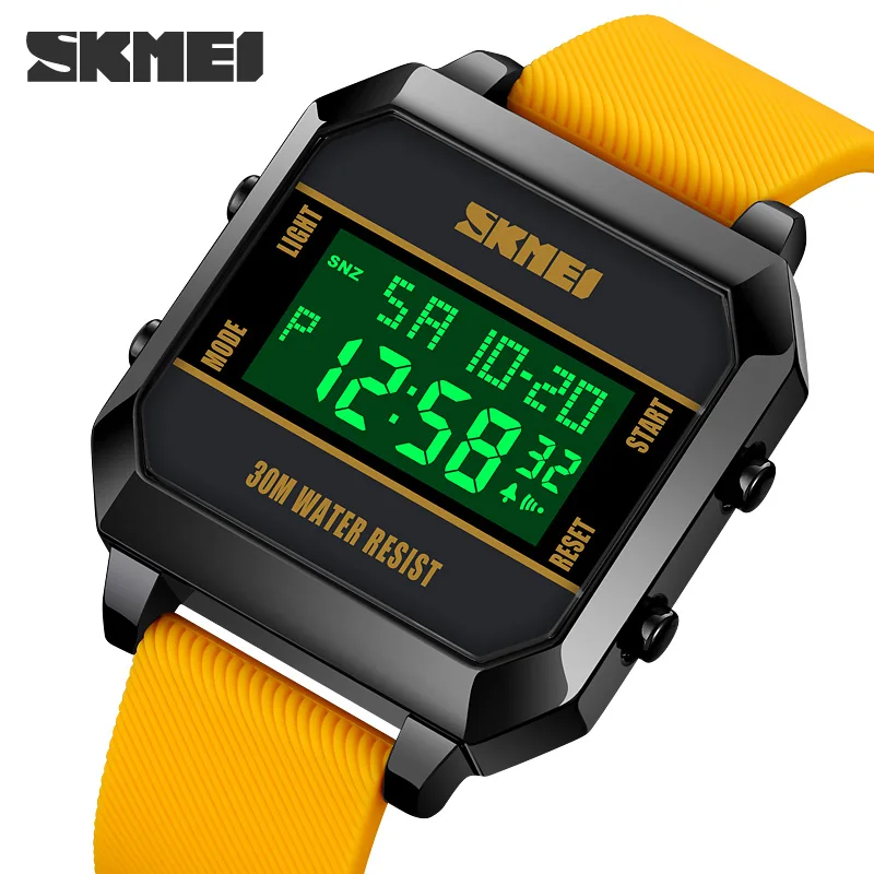 

SKMEI Fashion Digital Watch For Men Cyberpunk Watches Sport Waterproof Wristwatch 2Time LED Display Clock Countdown Alarm Clock